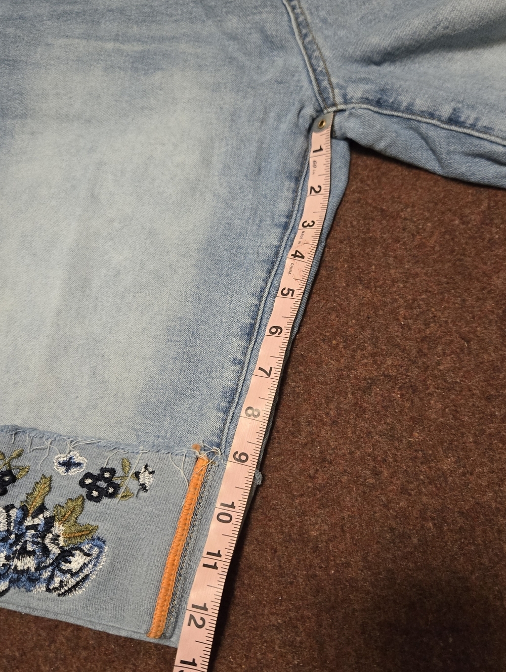 Flamingals Size XL Embroidered Denim Long Short - Picture 5 of 11